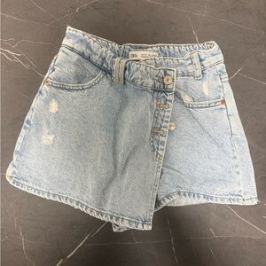 Zara Faded Blue Denim Mini Skirt